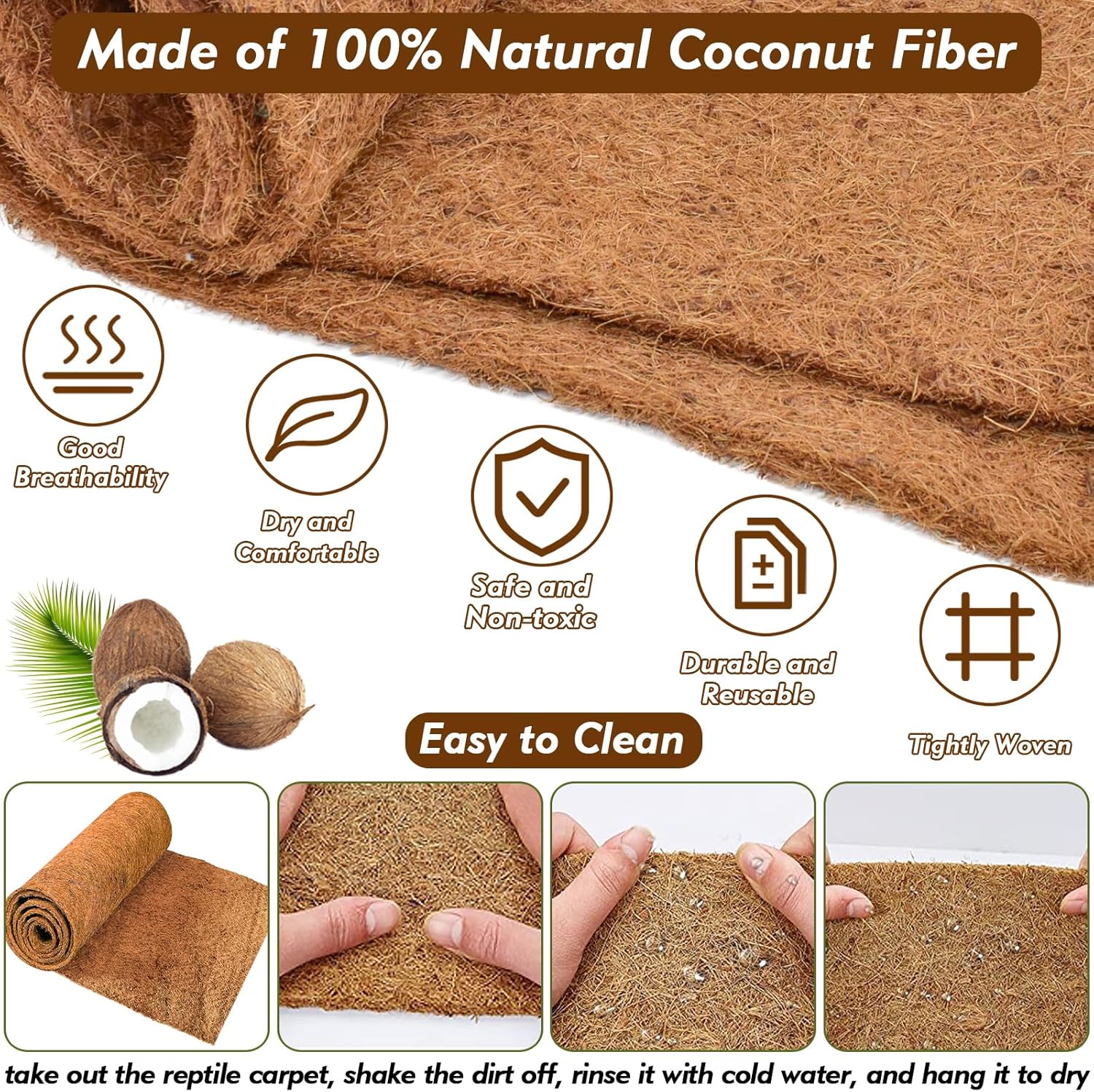 3 Rolls Reptile Carpet, 24x48i – обзор и цена Substrate Coconut Fiber
