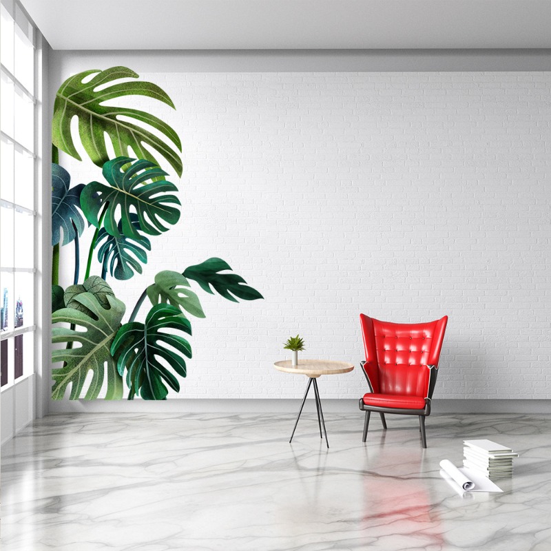 Large Nordic Green Leaf Wall S – обзор и цена Pvc Panel Background